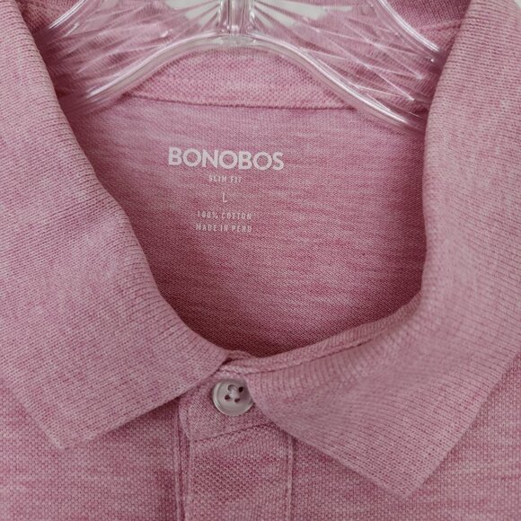 Bonobos Men's Slim Fit Cotton Polo Shirt Short Sleeve Size Large Heathered Pink - Picture 3 of 9